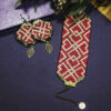 Persian Embroidered Bracelet & Earrings Set Red