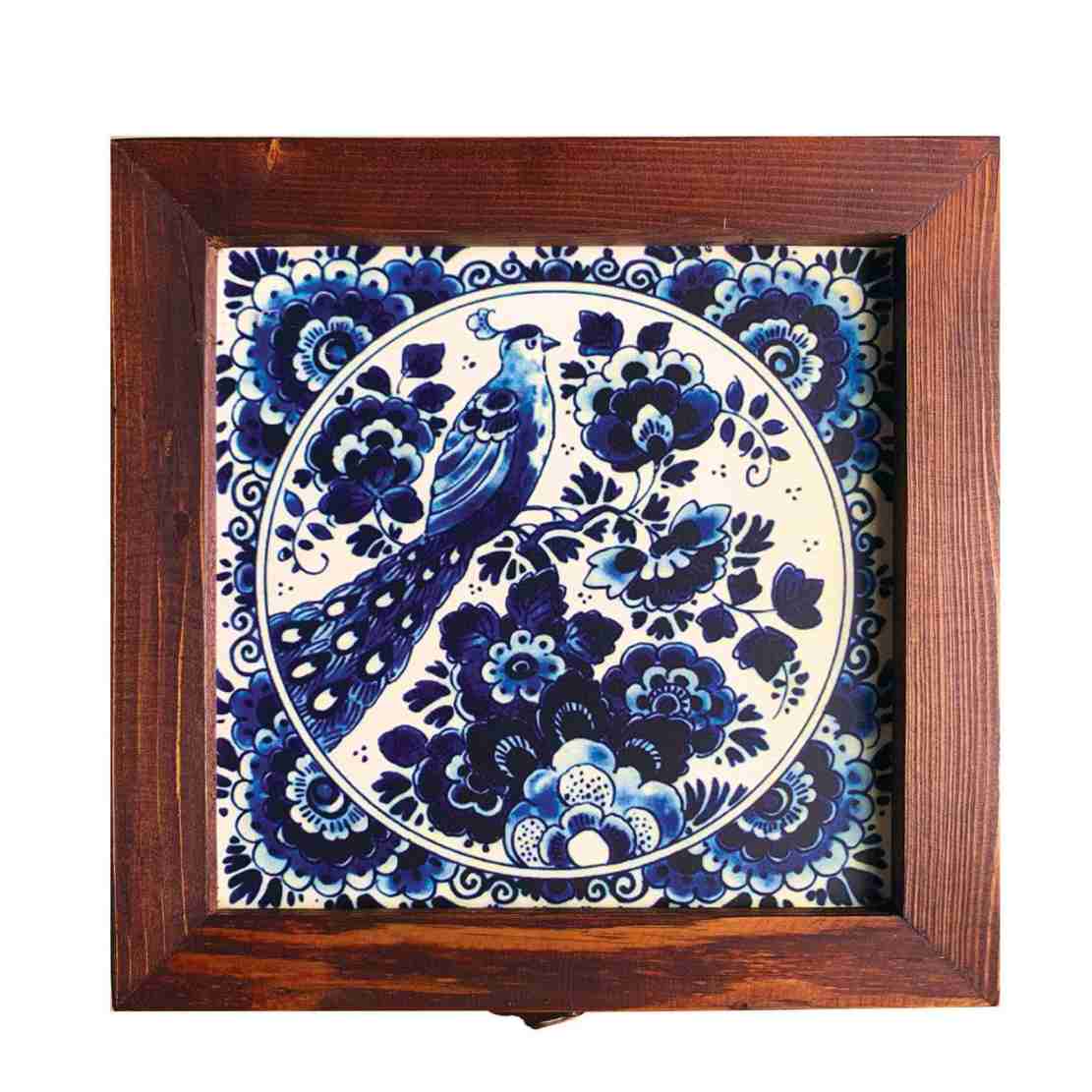 Wooden Box for Gift Giving with Persian Inspired Pattern Bird