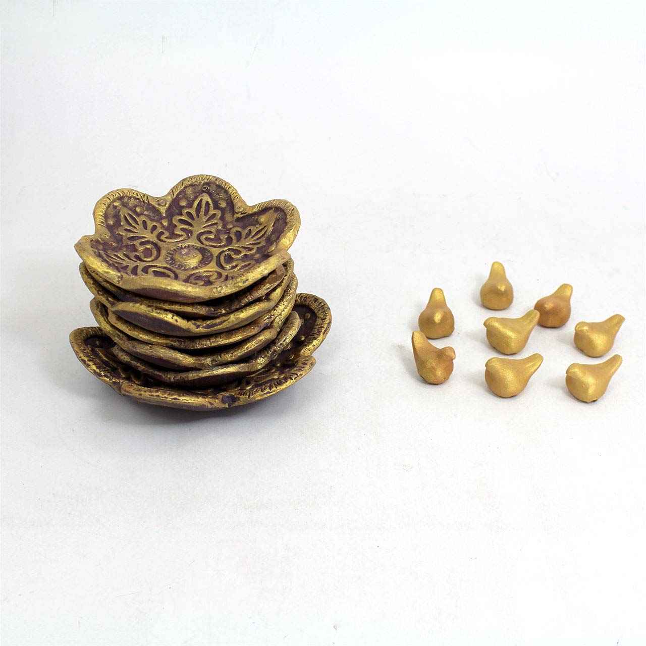 Elegant Pottery Haft-sin Set for Nowruz Persian New Year Bird