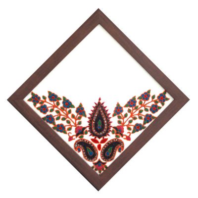 Persian Embroidered Tapestry Wall Hanging – Framed Floral Textile Art