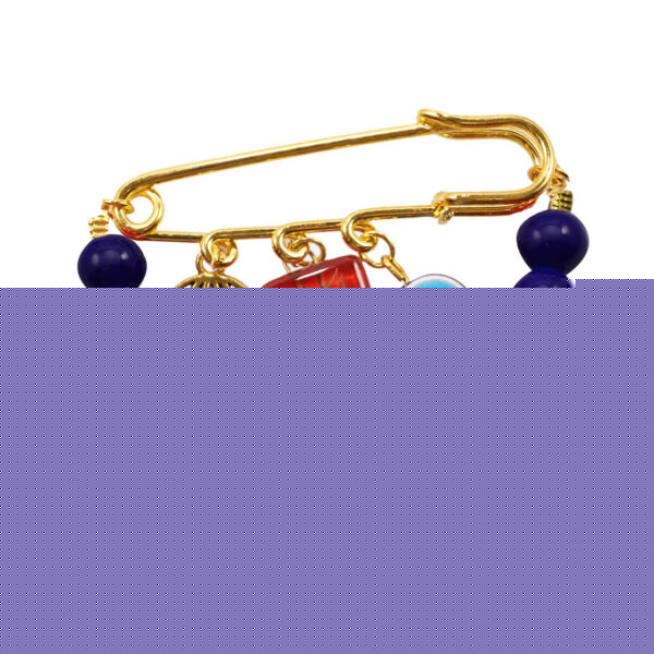 Evil Eye Safety Pin Brooch with Chain – Protection Charm