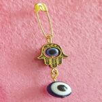 Evil Eye Safety Pin Brooch with Hand Design – Spiritual Protection