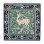 Decorative Persian Framed Ceramic Tile - Gazelle