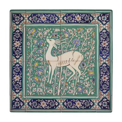 Decorative Persian Framed Ceramic Tile – Gazelle