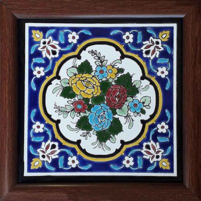 Decorative Persian Framed Ceramic Tile – Flower