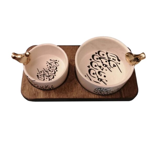 Set of 2 Decorative Persian Siah Ghalam Ceramic Bowl Mashgh