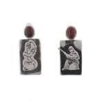 Persian Silver Earrings Tanboor Instrument