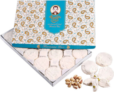 Kermani Gaz: 28% Pistachio – Traditional Iranian Nougat with Rosewater Essence – 450g