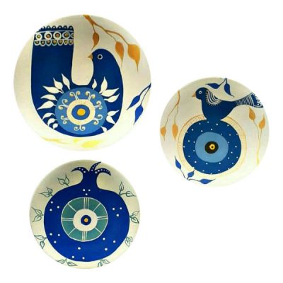 Hand-Painted Decorative Pottery Plate Blue Bird