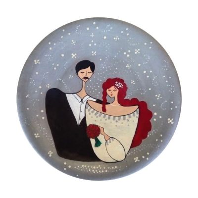 Decorative Pottery Plate Hand-Painted Plate Couple
