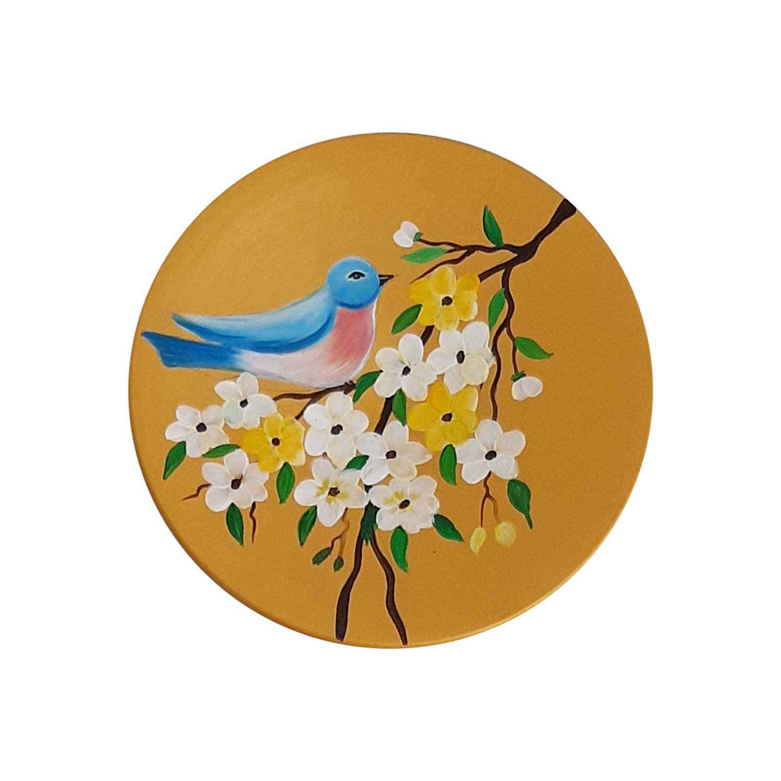 Hand-Painted Decorative Pottery Wall Plate Bird