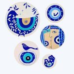 Hand-Painted Decorative Pottery Plate Eye & Bird