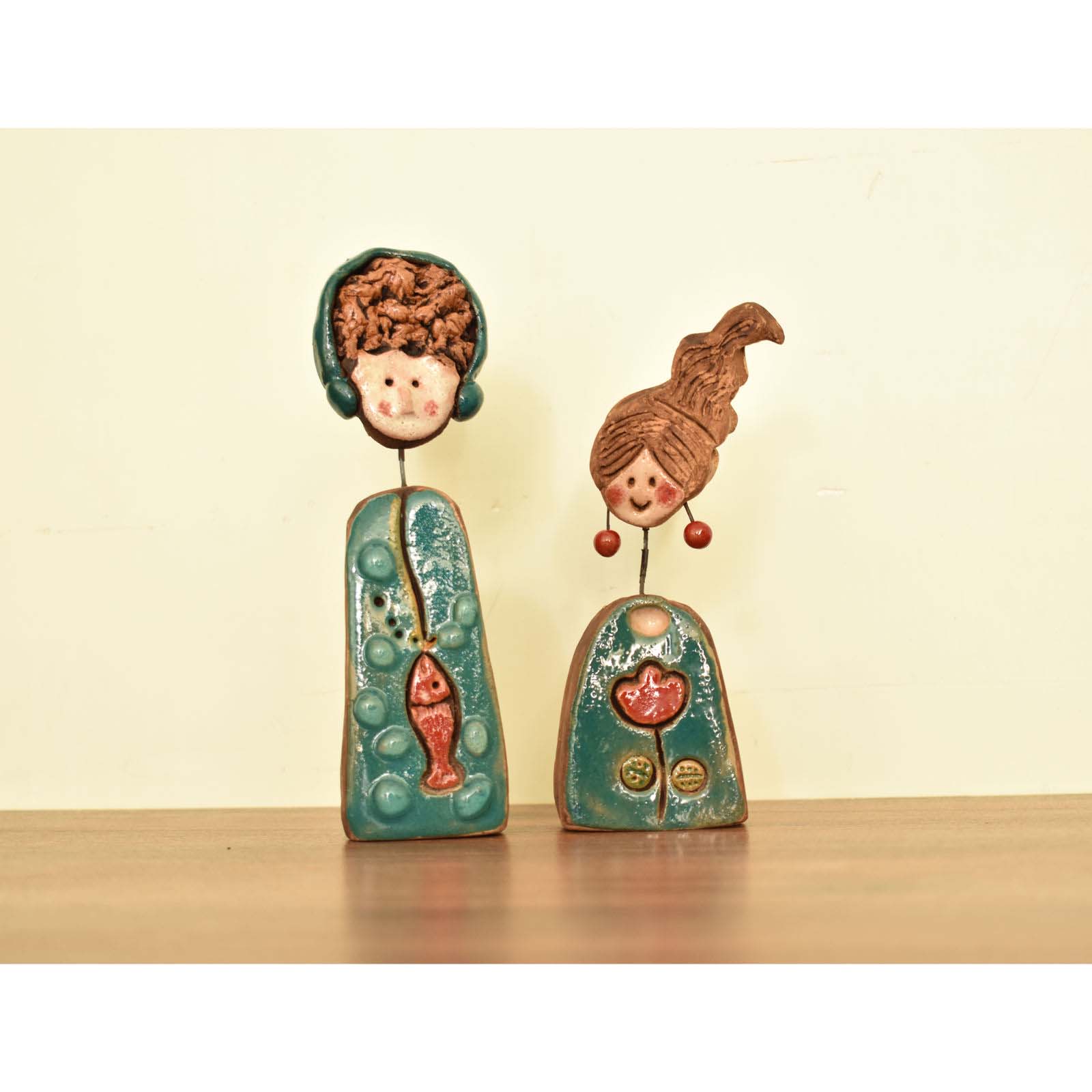 Set of 2 Persian Pottery Figurines Model Couple ShopiPersia
