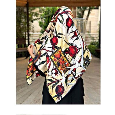 Persian Summer Scarf for Women – Luxe and Vibrant Pomegranate Print