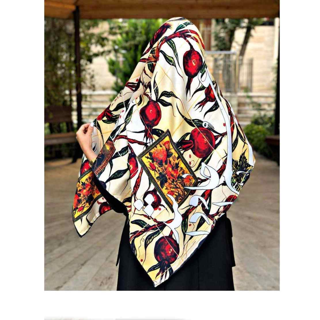 Persian Summer Scarf for Women – Luxe and Vibrant Pomegranate Print