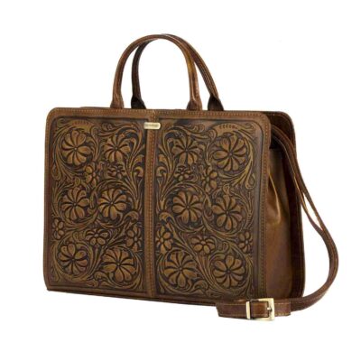 Persian Leather Briefcase for Women – Flower Model
