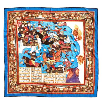 Persian Silk Scarf for Women – Luxe and Vibrant Shahnameh Print, Summer Style