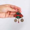 Persian Embroidered Earrings Balochi Traditional Suzani Coins
