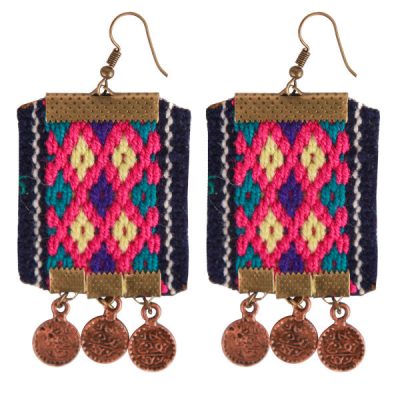 Persian Embroidered Earrings Balochi Traditional Suzani Coins