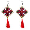 Persian Embroidered Earrings Balochi Traditional Tassel Suzani Hanna