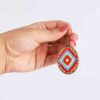 Persian Embroidered Earrings Balochi Traditional Suzani Red Flowers