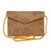 Embroidered Clutch Handbag with Golden Floral Design - A4