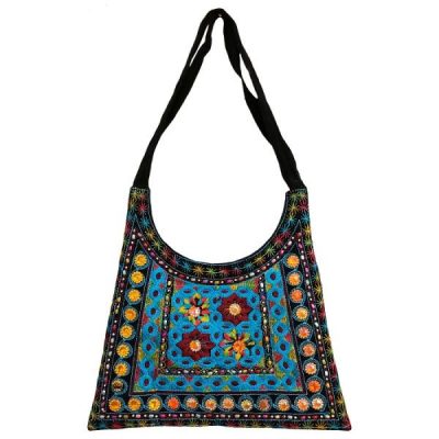 Ethnic Suede Boho Shoulder Bag Embroidered Z17 Pattern