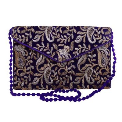 Embroidered Clutch Handbag with Geometric Pattern – A49