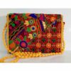 Embroidered Velvet Clutch Handbag with Floral Circles