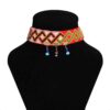 Traditional Persian Embroidered Necklace with Balochi Red Design
