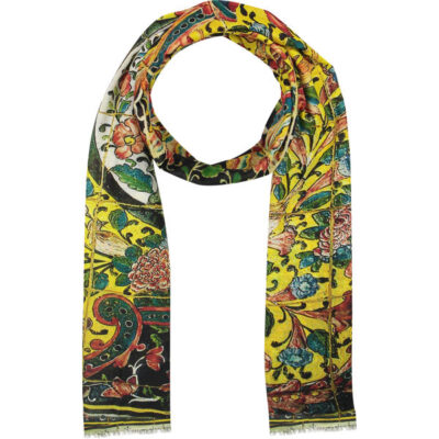 Persian Print Shawl for Women Artistic Floral Tile