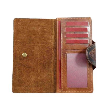 Persian Leather Long Wallet for Women with Aftab Design