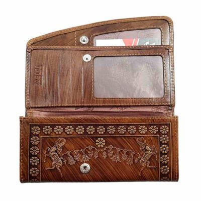 Persian Leather Long Wallet for Women with Achaemenid Design