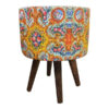 Round Velvet Footstool Inspired by Persian Art Shad