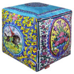 Bohemian Velvet Square Pouf Inspired by Persian Elegance Shikdo