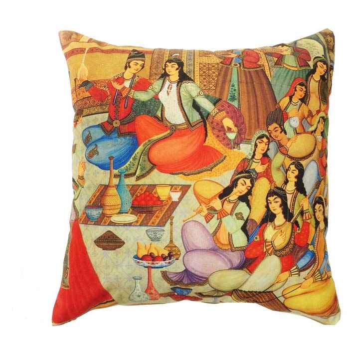 Eclectic Velvet Footstool & Cushions Set Inspired by Persian Art