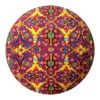Traditional Persian Footstool with Wooden Legs and Velvet Fabric Art