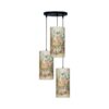 Fabric Cluster Pendant Light with Cylinder Lampshade Calligraphy