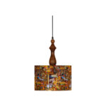 Fabric Pendant Light with Velvet Drum Lampshade Shahnameh