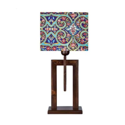 Persian Accent Wooden Table Lamp Handcrafted Tile