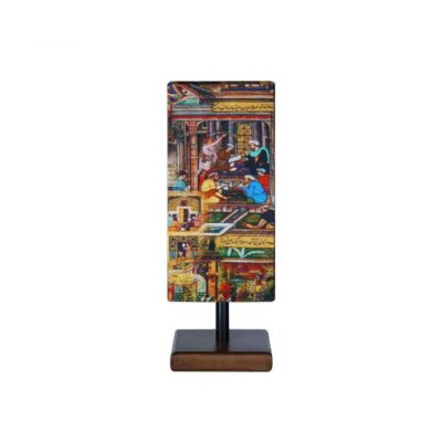 Minimalist Persian Wooden Table Lamp & Bedside Handcrafted Shahnameh