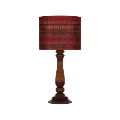 Traditional Wooden Table Lamp with Persian Inspired Lampshade Kilim