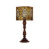 Traditional Wooden Table Lamp with Lampshade Flower