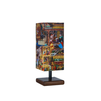 Minimalist Persian Wooden Table Lamp & Bedside Handcrafted Shahnameh