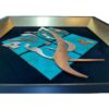 Framed Persian Marquetry Metal Calligraphy Copper Art Eye