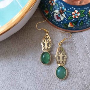 Persian Brass Earring Model Agate