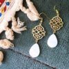 Persian Brass Earrings with White Agate