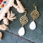 Persian Brass Earrings with White Agate