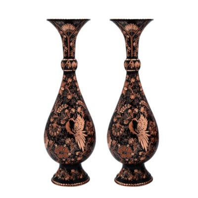 Handcrafted Persian Engraved Copper Vase Decorative – Set of 2