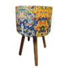 Round Velvet Footstool Inspired by Persian Art Firuz
